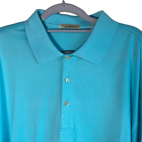 Peter Millar Men’s‎ Short Sleeve Golf Polo Shirt Blue Sz XL Brook Hollow - Picture 2 of 10